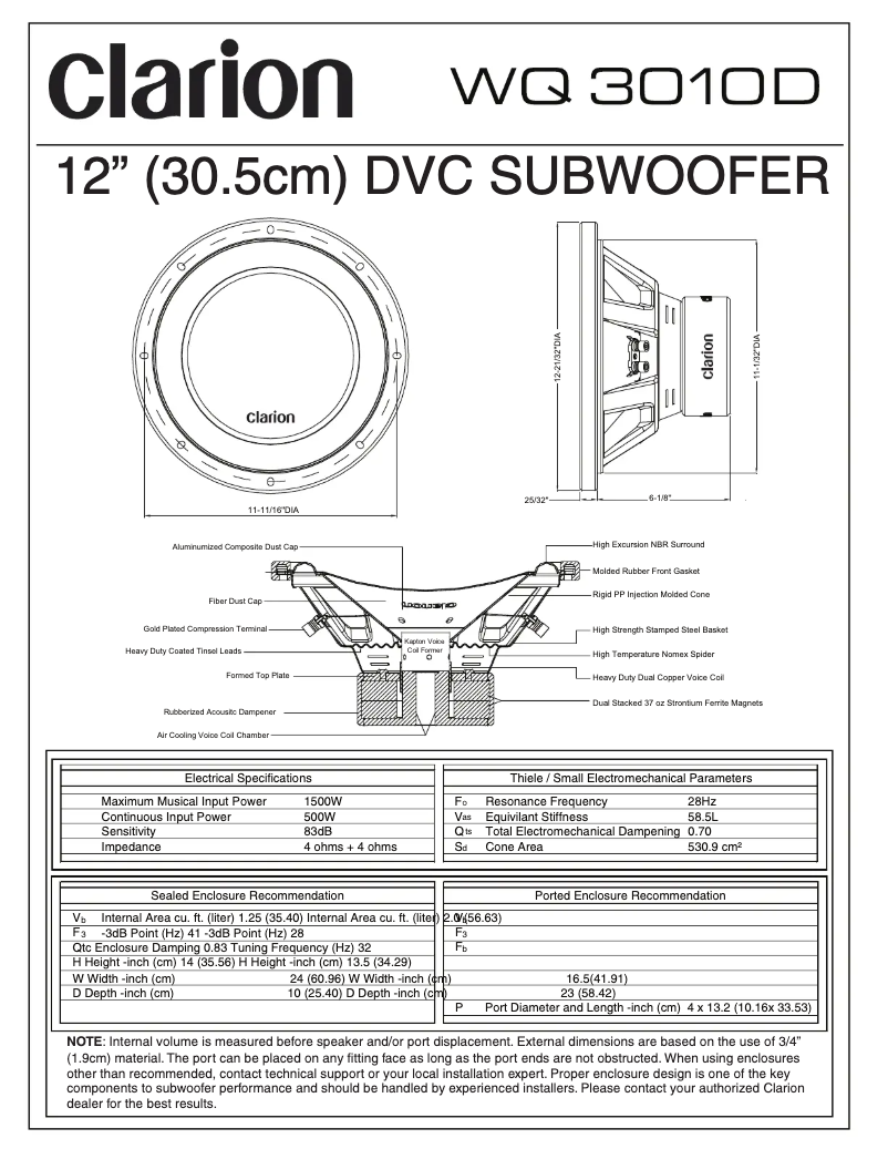 Page n°1 - Manuel utilisateur Clarion WQ3010D