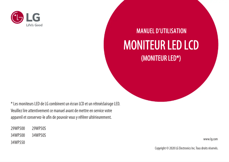 Page 1 de la notice Manuel utilisateur LG UltraWide 34WP550