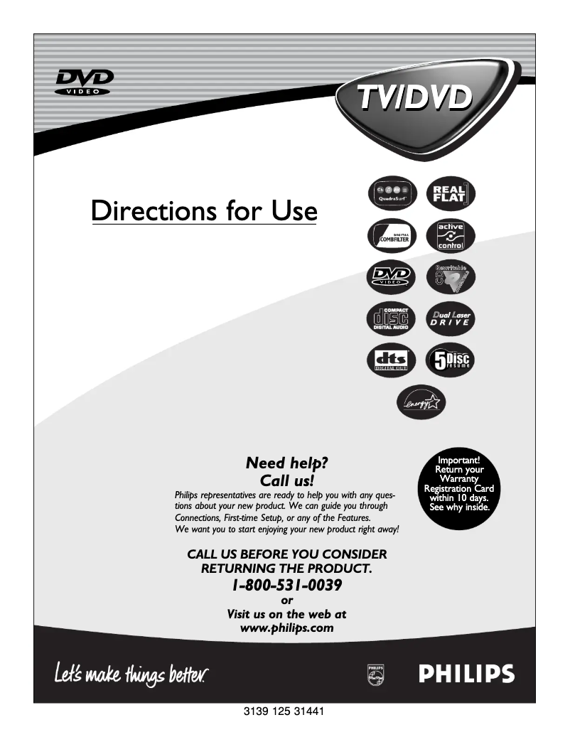 Page 1 de la notice Manuel utilisateur Philips 20DV693R