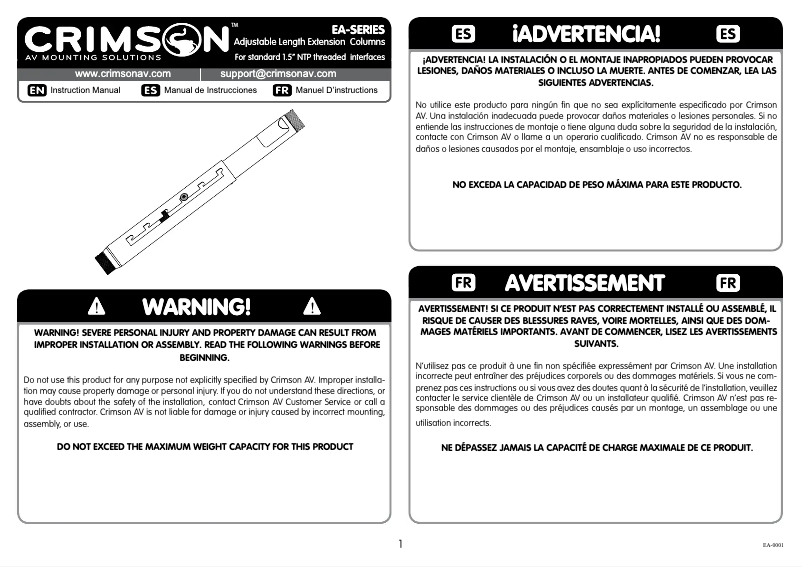 Page 1 de la notice Manuel utilisateur Crimson EA0611B