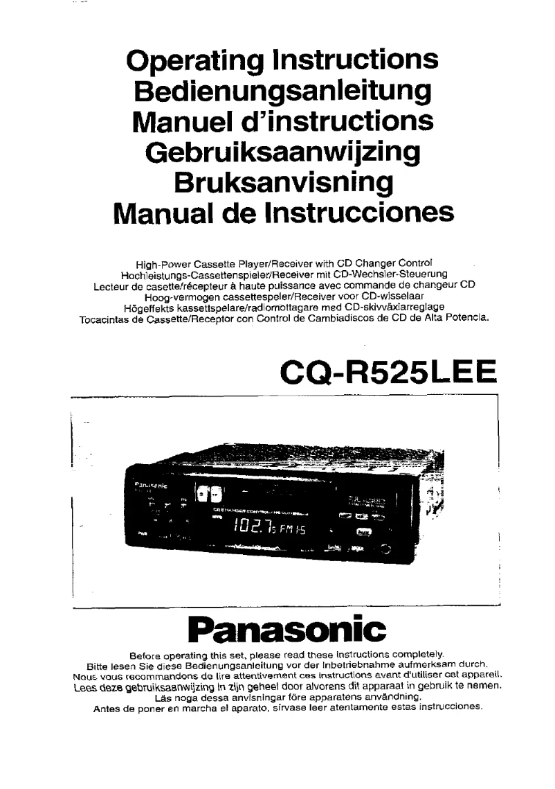 Page 1 de la notice Manuel utilisateur Panasonic CQ-R525L