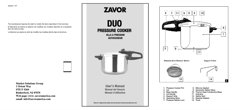 Page n°1 - Manuel utilisateur Zavor Duo ZCWDU05