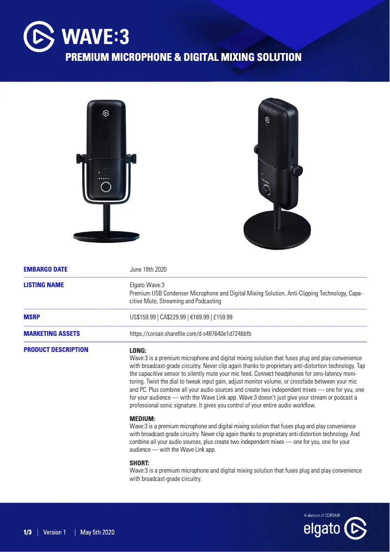 First page image of the manual for Wave:3