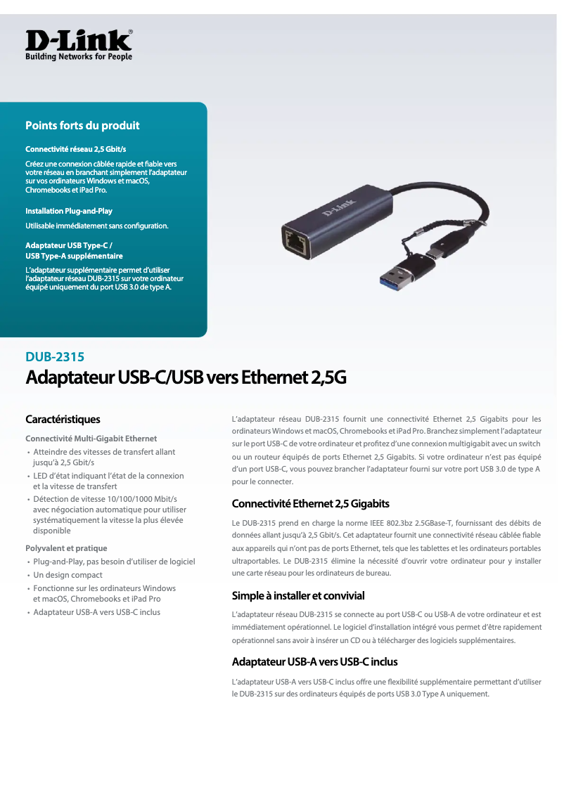 Page n°1 - Fiche technique D-Link DUB-2315