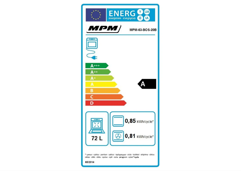 Page 1 de la notice Label énergétique MPM MPM-63-BOS-20B
