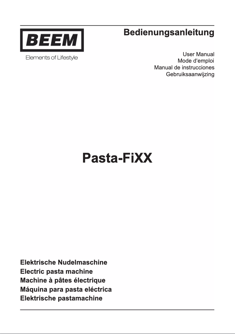 Image de la première page du manuel de l'appareil Pasta-FiXX