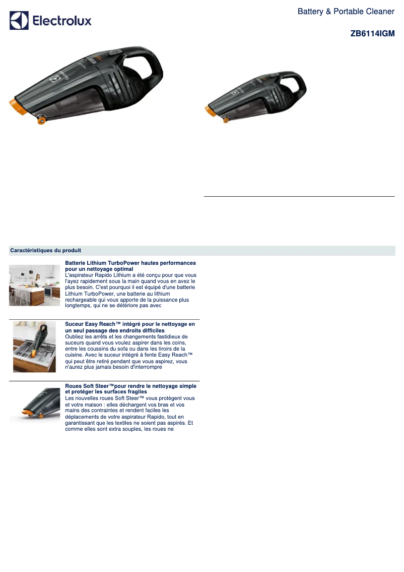 Image de la première page du manuel de l'appareil Rapido ZB6114IGM