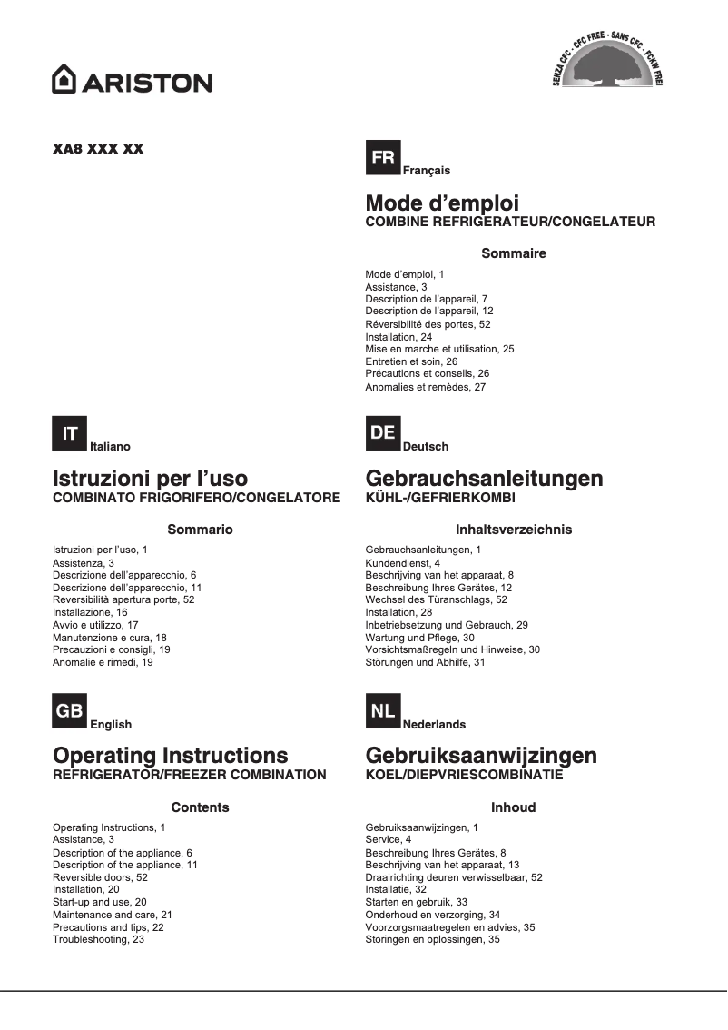 Page n°1 - Manuel utilisateur Indesit XI9 T2I W