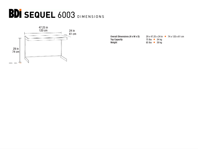Page n°1 - Fiche technique BDI Sequel 6003