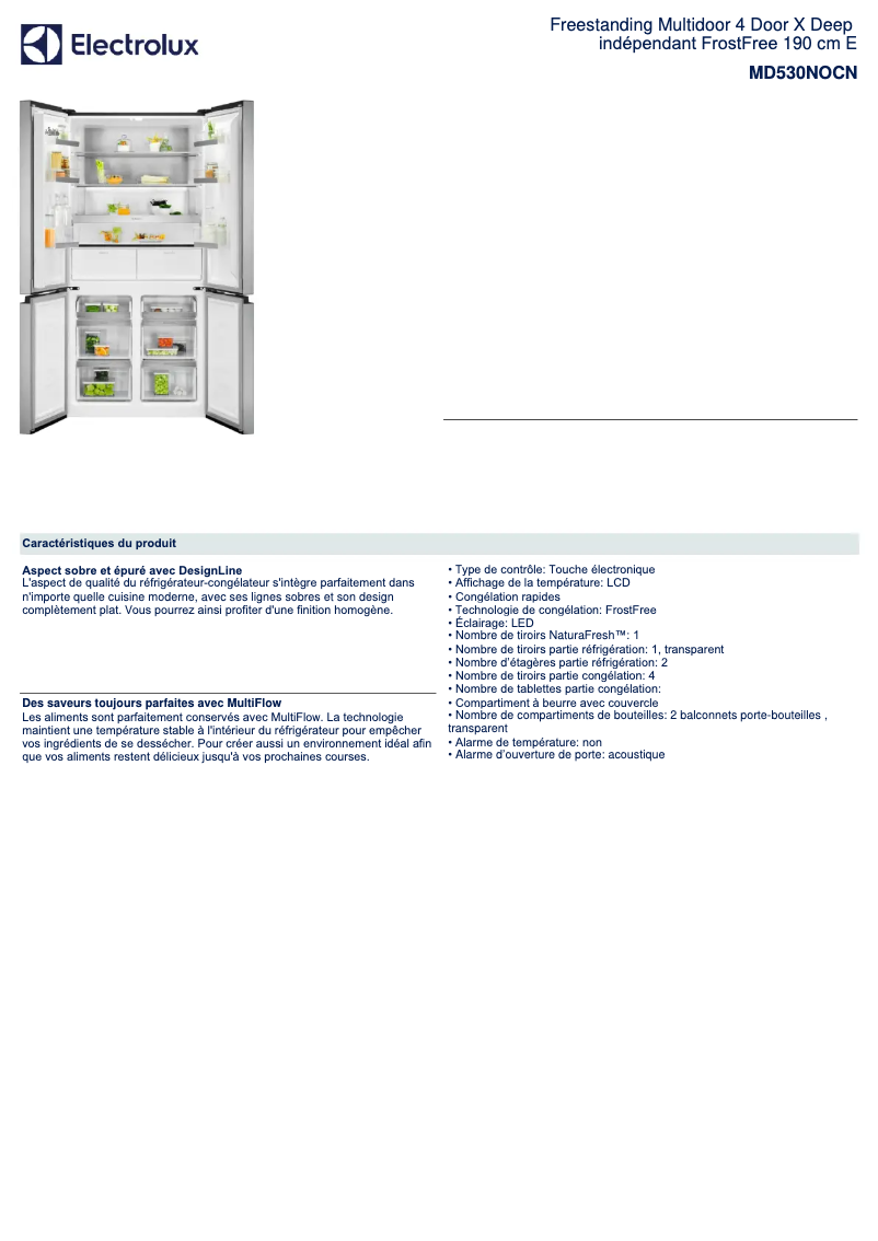 Image de la première page du manuel de l'appareil MD530NOCN