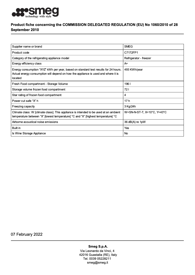 Page 1 de la notice Brochure Smeg C7172FP1