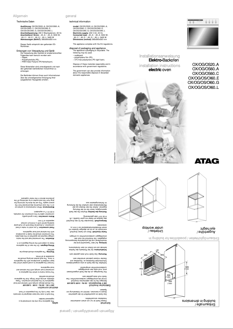 Page n°1 - Guide d'installation Atag OG2053AL00UU
