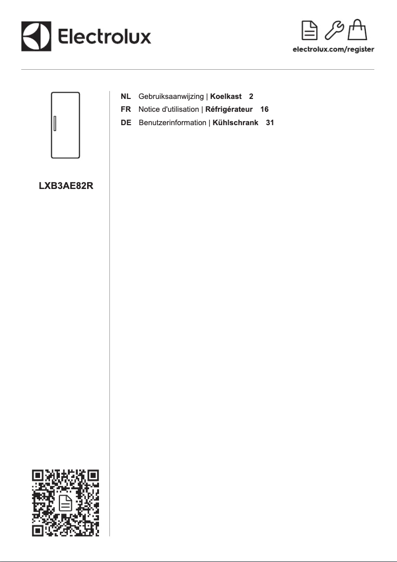 Page 1 de la notice Manuel utilisateur Electrolux LXB3AE82R