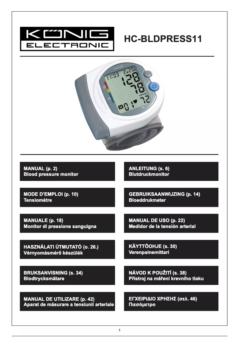 Page 1 de la notice Manuel utilisateur Konig HC-BLDPRESS11
