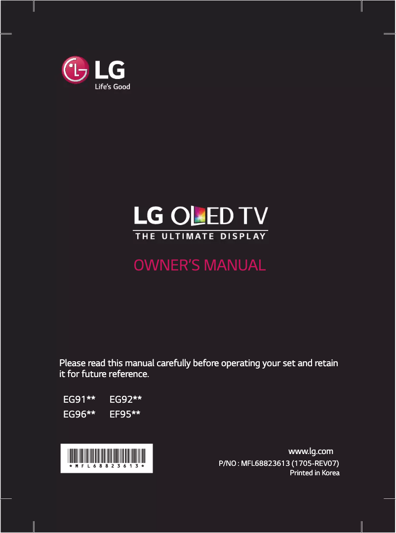 Page n°1 - Manuel utilisateur LG 65EF950V