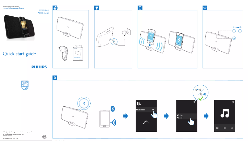 Page n°1 - Guide de démarrage rapide Philips AD533