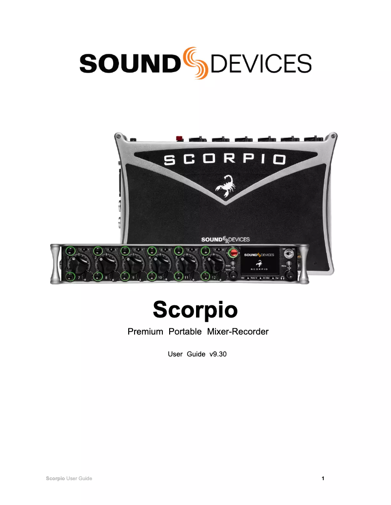 Page n°1 - Manuel utilisateur Sound Devices Scorpio
