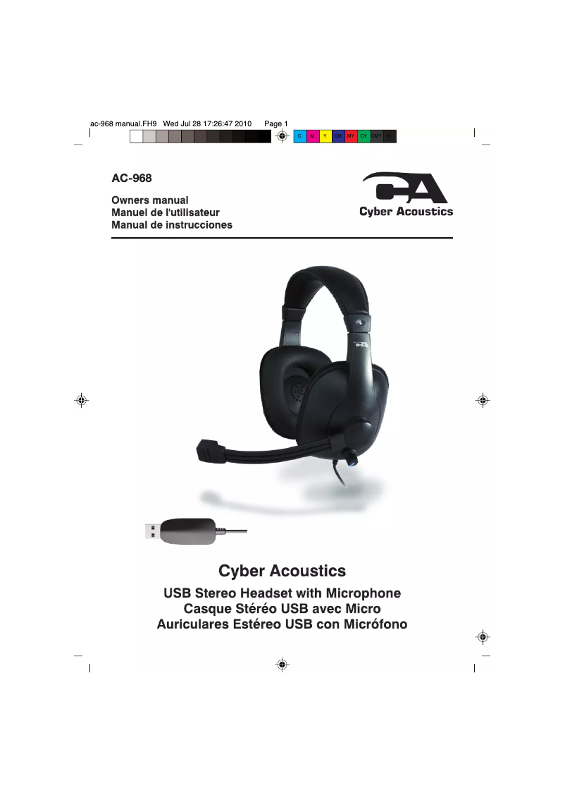 Page 1 de la notice Manuel utilisateur Cyber Acoustics AC-968