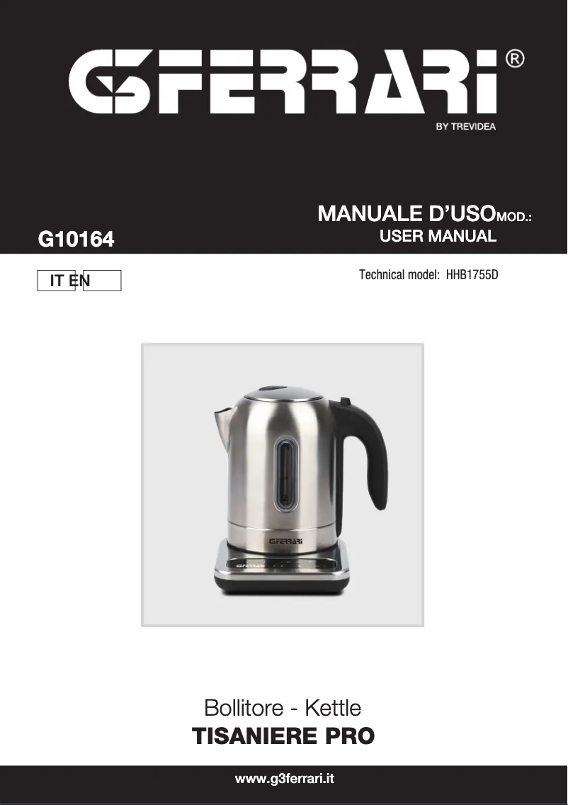 Page n°1 - Manuel utilisateur G3 Ferrari Tisaniere Pro G10164