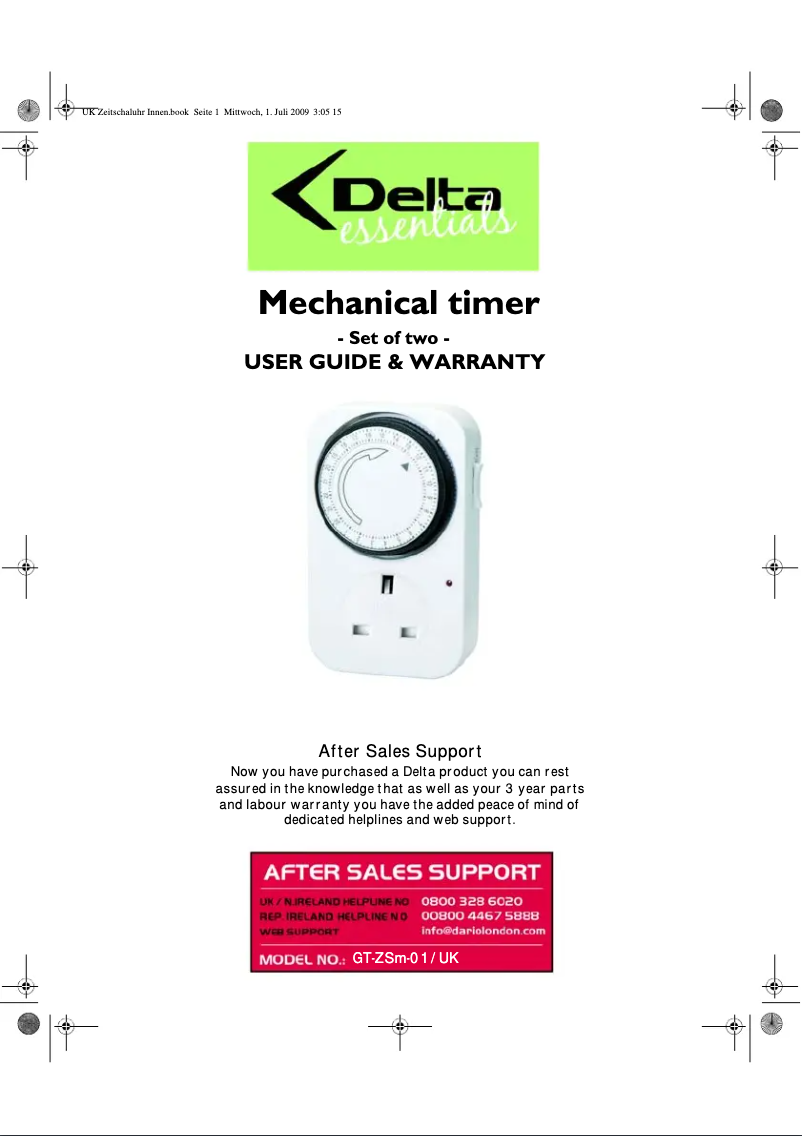 Página 1 del manual Manual de usuario Delta GT-ZSM-01