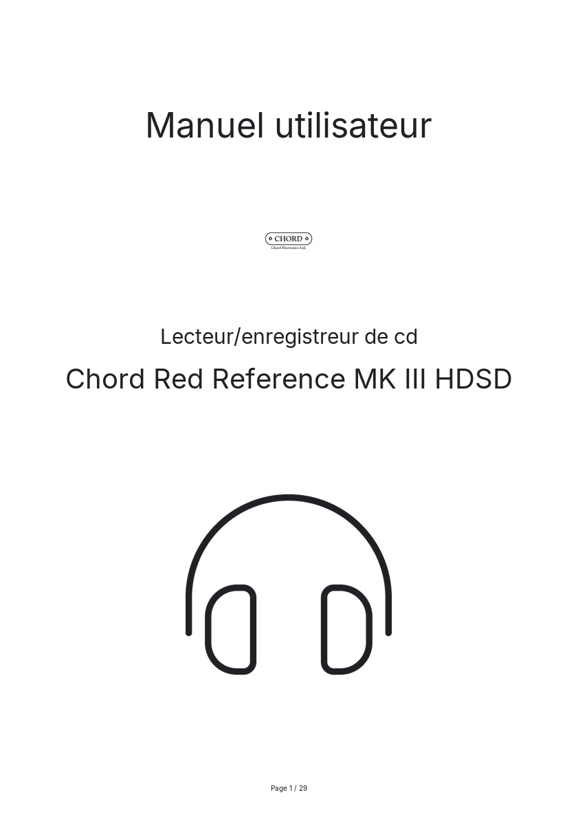 Page n°1 - Manuel utilisateur Chord Red Reference MK III HDSD