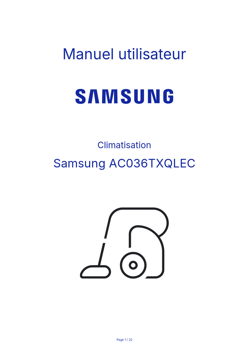 Image de la première page du manuel de l'appareil AC036TXQLEC