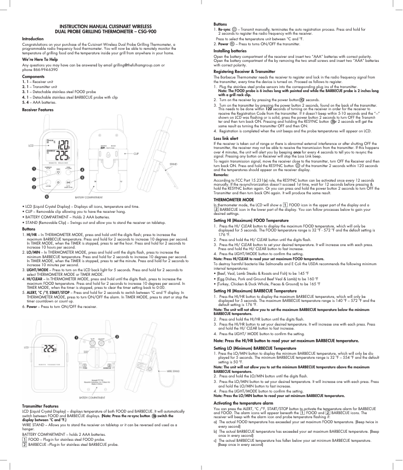 Page n°1 - Manuel utilisateur Cuisinart CSG-700