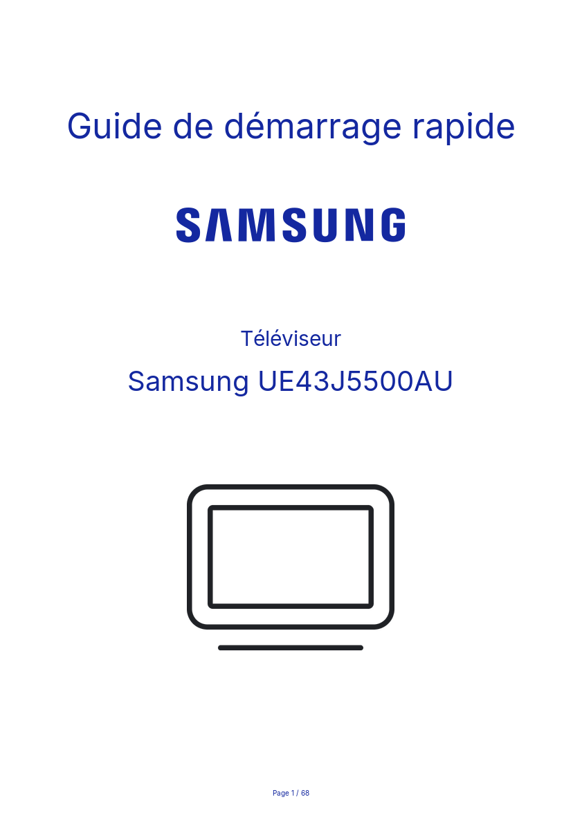 Page n°1 - Guide de démarrage rapide Samsung UE43J5500AU