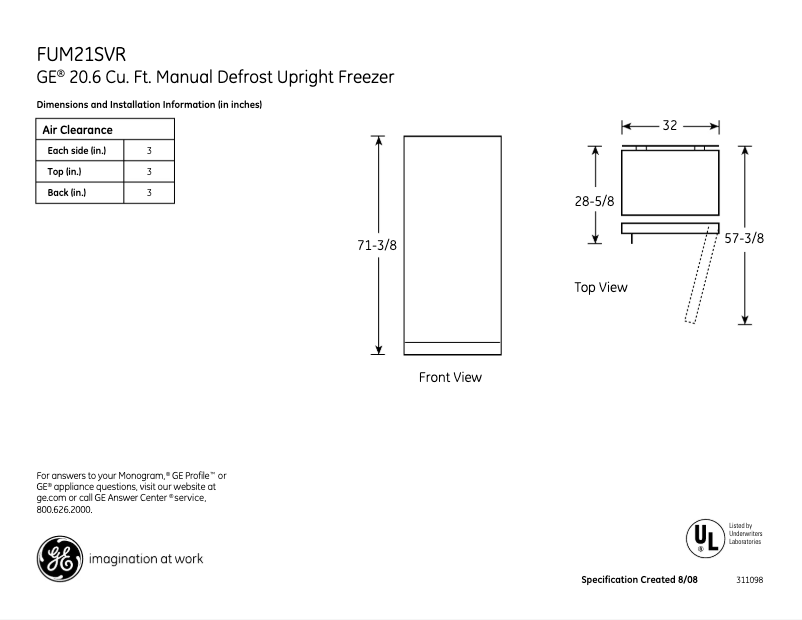Imagen de la primera página del manual del dispositivo FUM21SVRWW