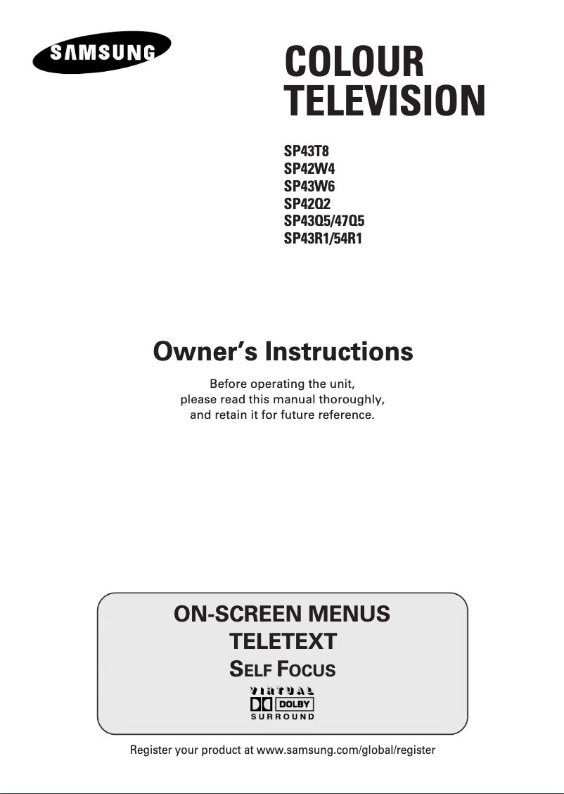 Page n°1 - Manuel utilisateur Samsung SP-43T8HL