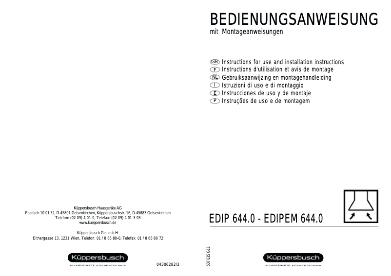 Page n°1 - Manuel utilisateur Küppersbusch EDIP 644.0
