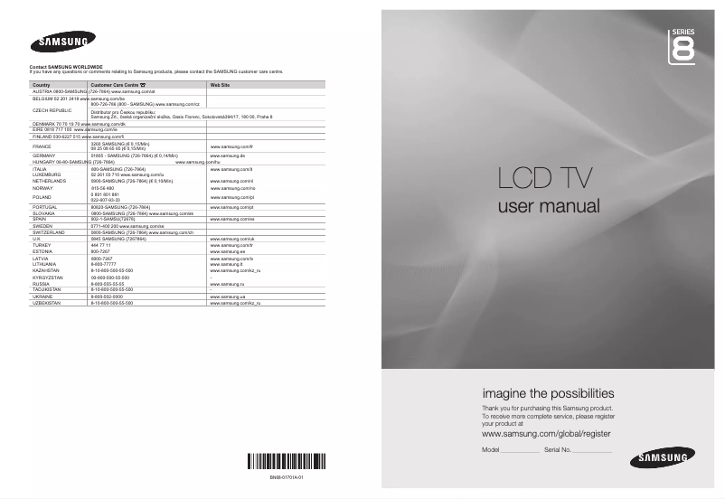 Page n°1 - Manuel utilisateur Samsung LE40A856S1M