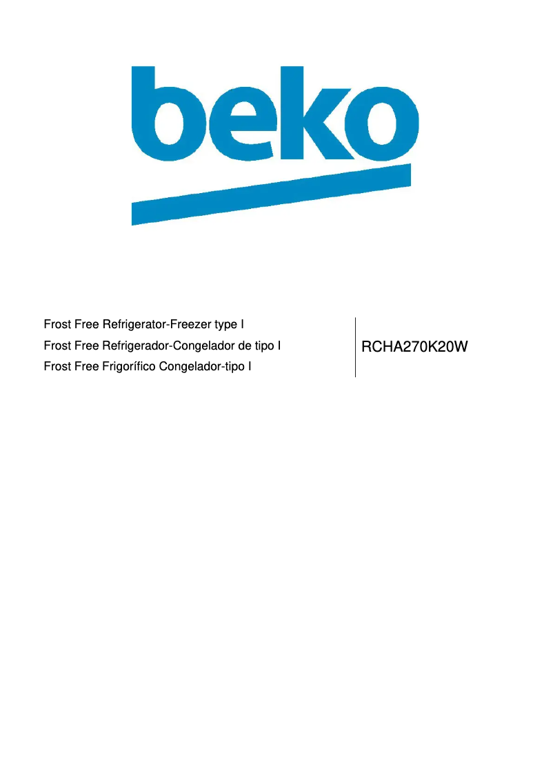 Page 1 de la notice Manuel utilisateur Beko RCHA270K20W