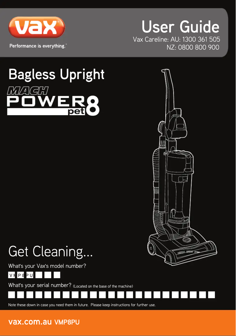 Page 1 de la notice Manuel utilisateur Vax Mach Power 8 Pet VMP8PU