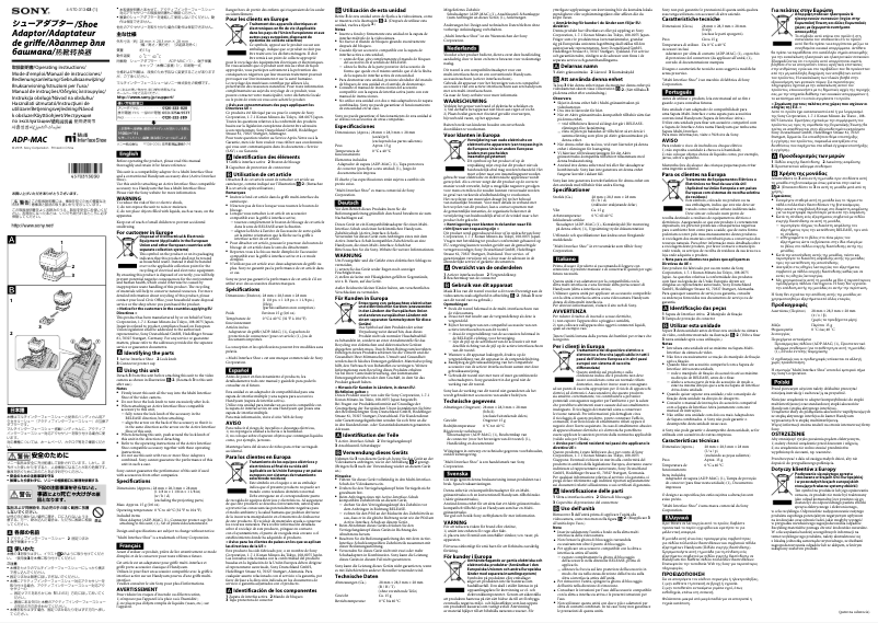 Page 1 de la notice Manuel utilisateur Sony ADP-MAC