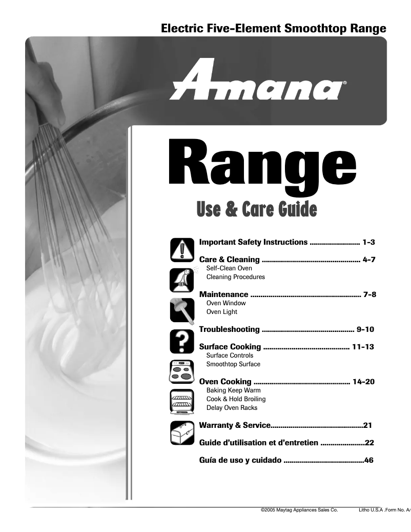 Page n°1 - Manuel utilisateur Amana AER5722CAS