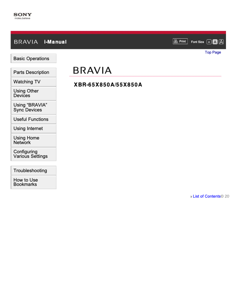 Página 1 del manual Manual de usuario Sony XBR-65X850A