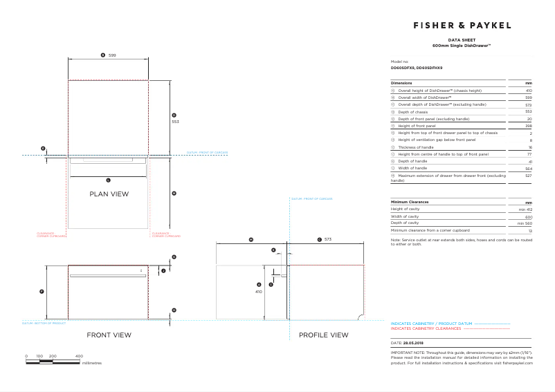 Page n°1 - Fiche technique Fisher & Paykel DD60SDFX9