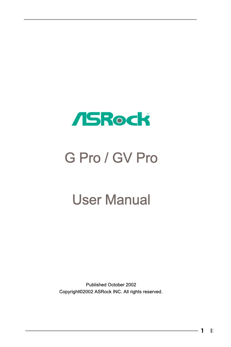 Página 1 del manual Manual de usuario Asrock G PRO