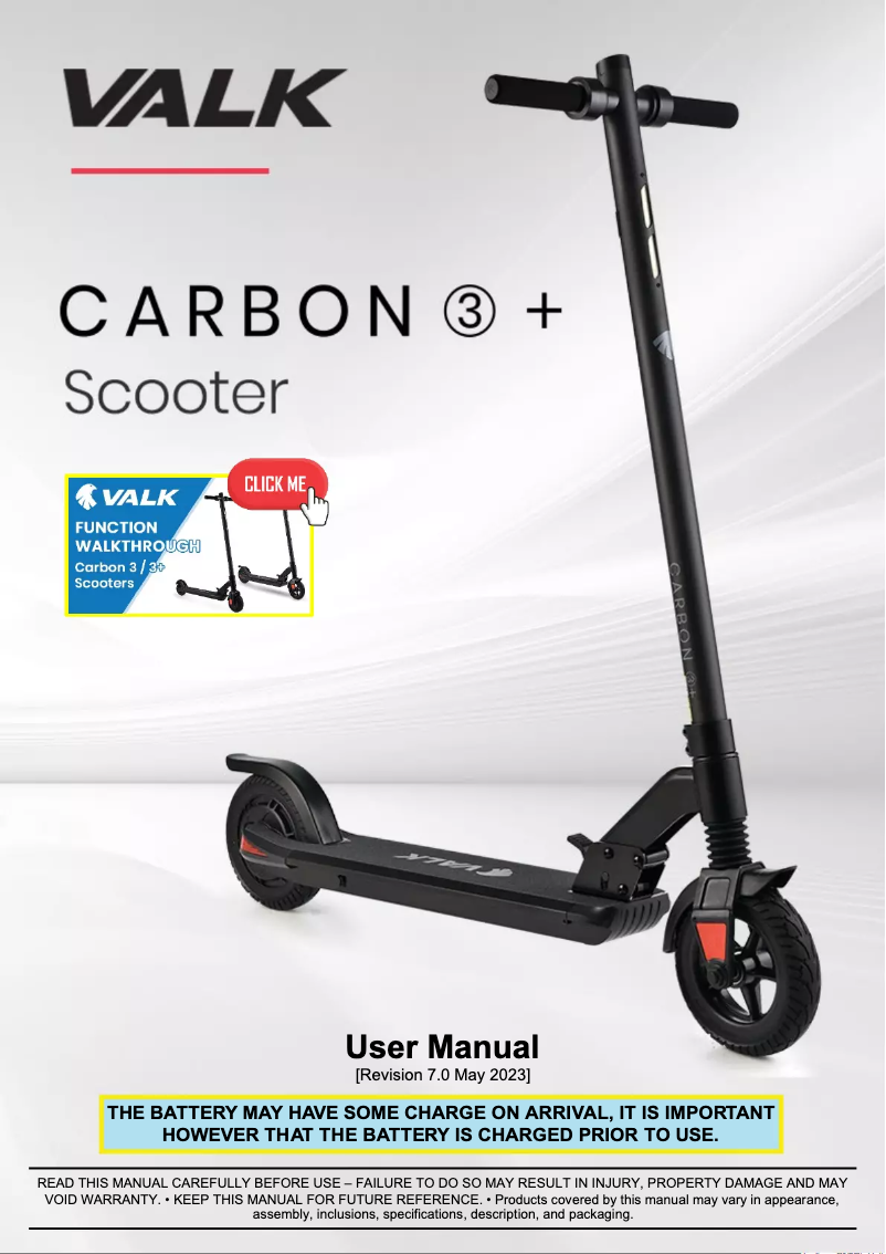 Page 1 de la notice Manuel utilisateur Valk Carbon 3+