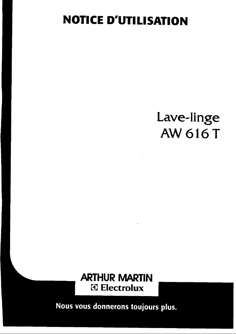 Page 1 de la notice Manuel utilisateur Arthur Martin-Electrolux AW 616 T