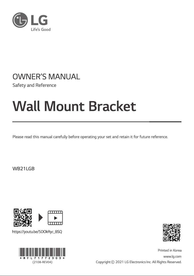 Image de la première page du manuel de l'appareil WB21LGB