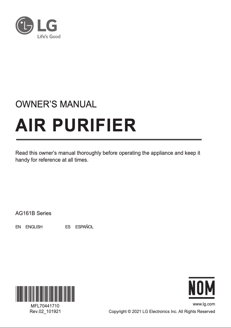 Page 1 de la notice Manuel utilisateur LG AG161BWC0