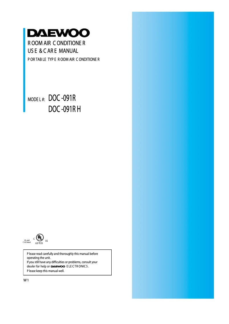 Page n°1 - Manuel utilisateur Daewoo DOC-091RH