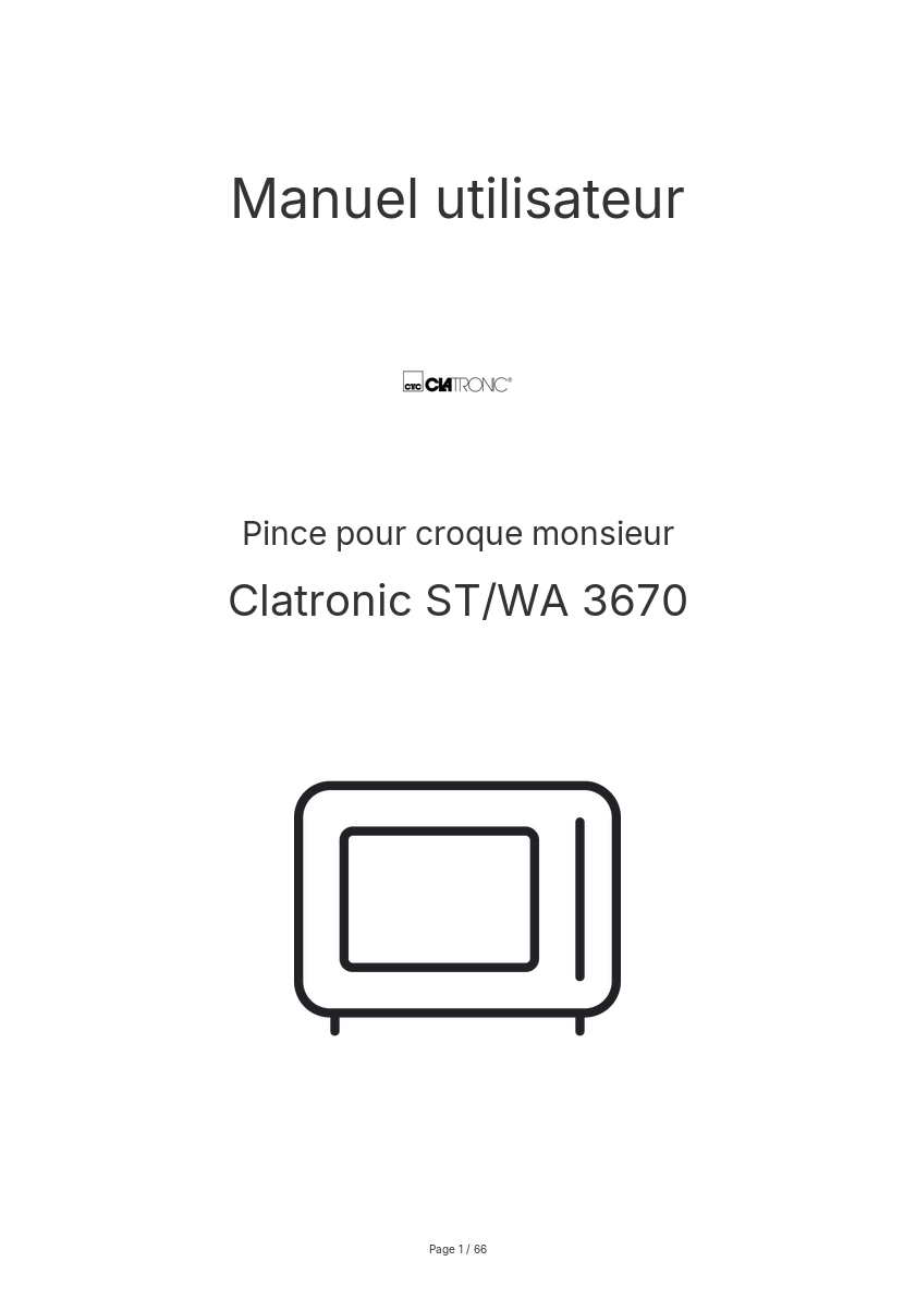 Image de la première page du manuel de l'appareil ST/WA 3670