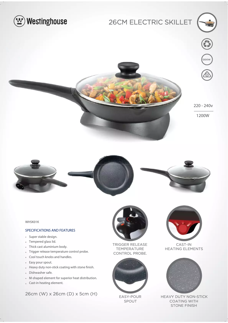 Page 1 de la notice Fiche technique Westinghouse WHSK01K