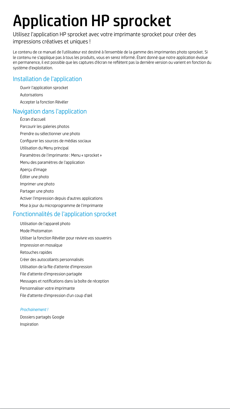 Image de la première page du manuel de l'appareil Sprocket 200