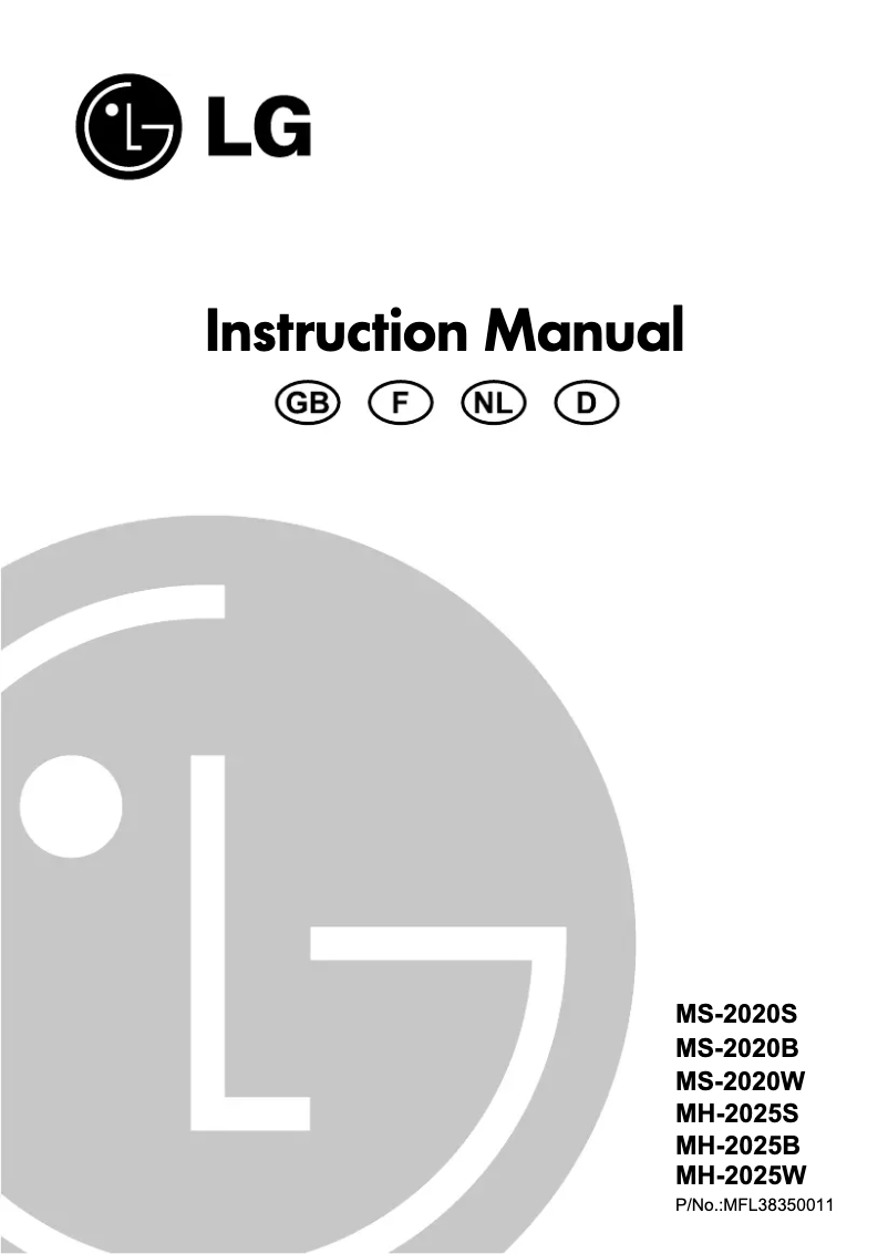 Page n°1 - Manuel utilisateur LG MS-2020W