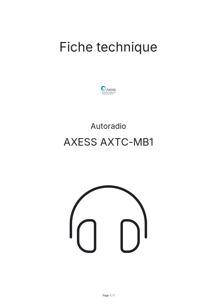 Page n°1 - Fiche technique AXESS AXTC-MB1
