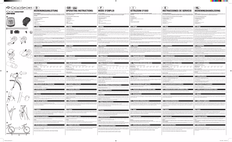 Page 1 de la notice Manuel utilisateur Ciclo CicloMaster CM 408